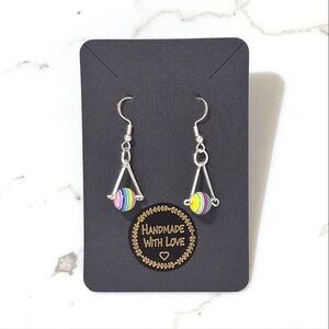 Handcrafted Rainbow Bead Earrings 1.5" Drop